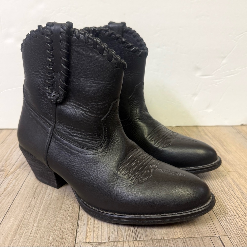 Shyanne Western Boots Women's Low Black Braided Edge Booties -  Size 7 M Leather - Picture 3 of 16